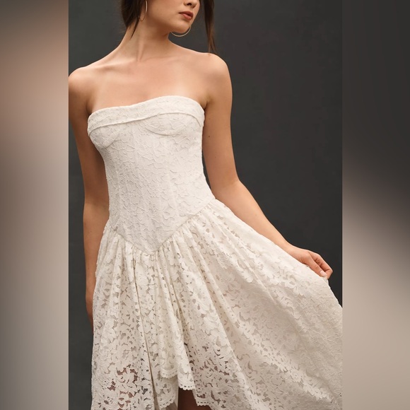 Anthropologie Bardot Felicidad Strapless Lace High-Low Dress 6 NWT - Picture 3 of 8